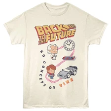 Back To The Future Movie T-Shirt NO CONCEPT OF TIME New Official Beige Cotton