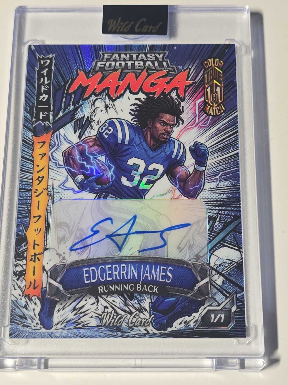 2026 Wild Card Manga Power up Edgerrin James Auto True 1/1 Color Match