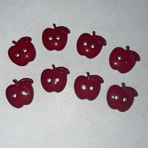 Set Of 8 Plastic Buttons Realistic Red Apple 2 Hole 3/4”