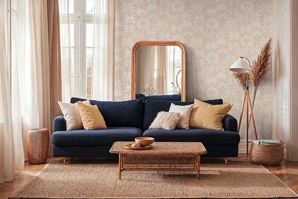 Vliestapete Palmen Dschungel BläTter Beige Creme Metallic 79163-1 (3,35€/1Qm)-image