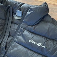 Eddie Bauer Kids XL 16 Goose Down Vest Full Zip Puffer Vest Black