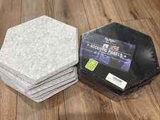 NEW BUBOS Hexagon Acoustic Panels, 6-Pack Sound Proof Padding Black Gray