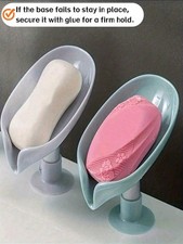 1 Pc Leaf-Shaped Plastic Soap Holder Bathroom  Kitchen
