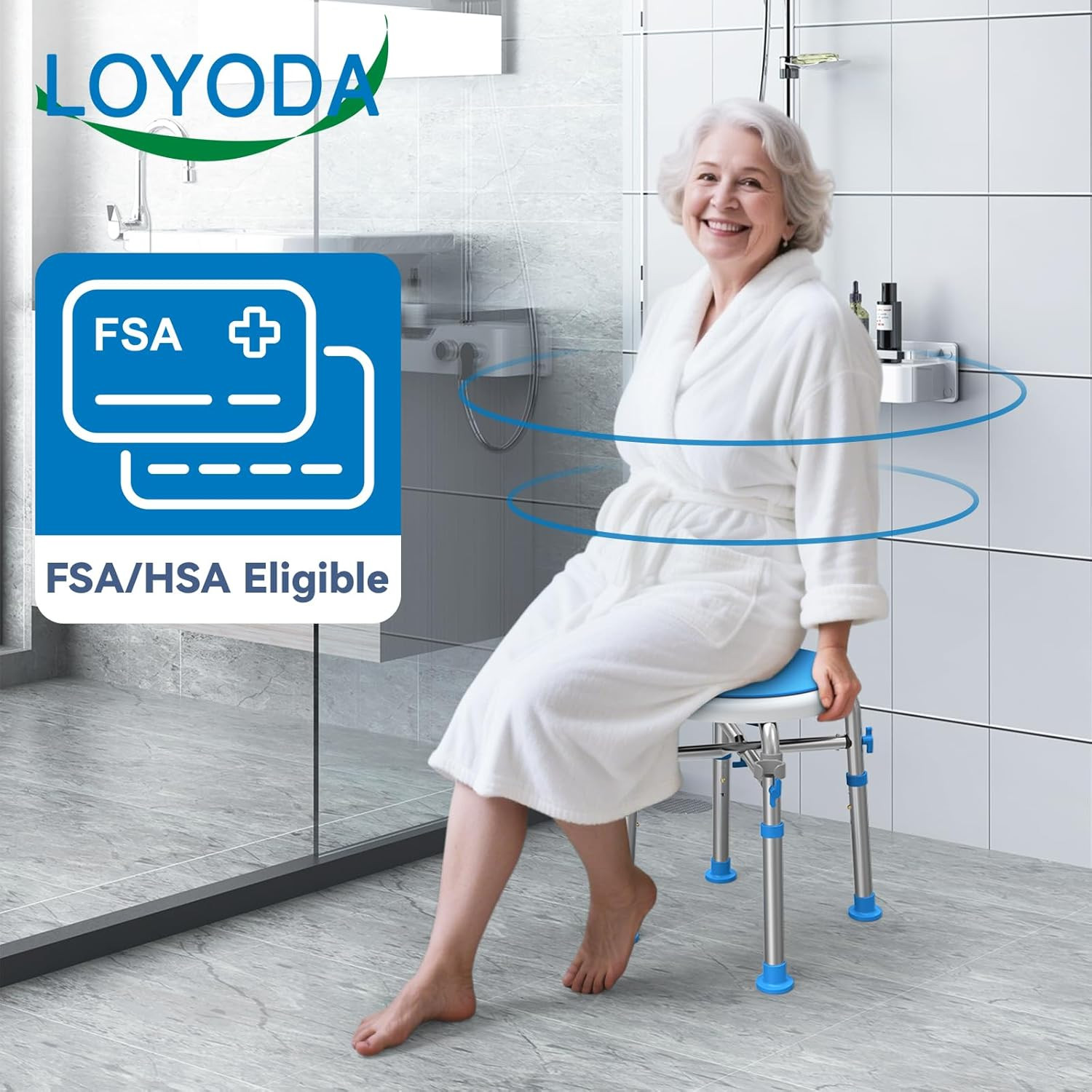 FSA/HSA Eligible Swivel Shower Stool with Reinforced Crossing Bar