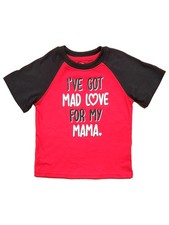 Toddler Boys Black Red Mad Love For Mama Short Sleeve Valentines Day Shirt 2T