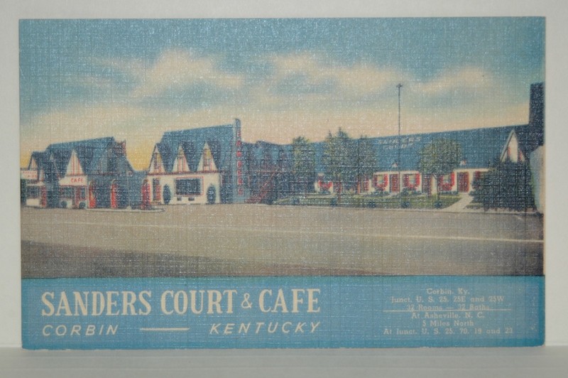 Sanders Court & Cafe, Corbin, Kentucky Linen Postcard