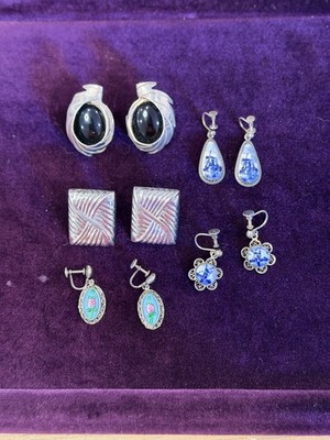 56 Gram Sterling Silver Earings Lot 5 Very Nice Vintage Pairs All Wearable
