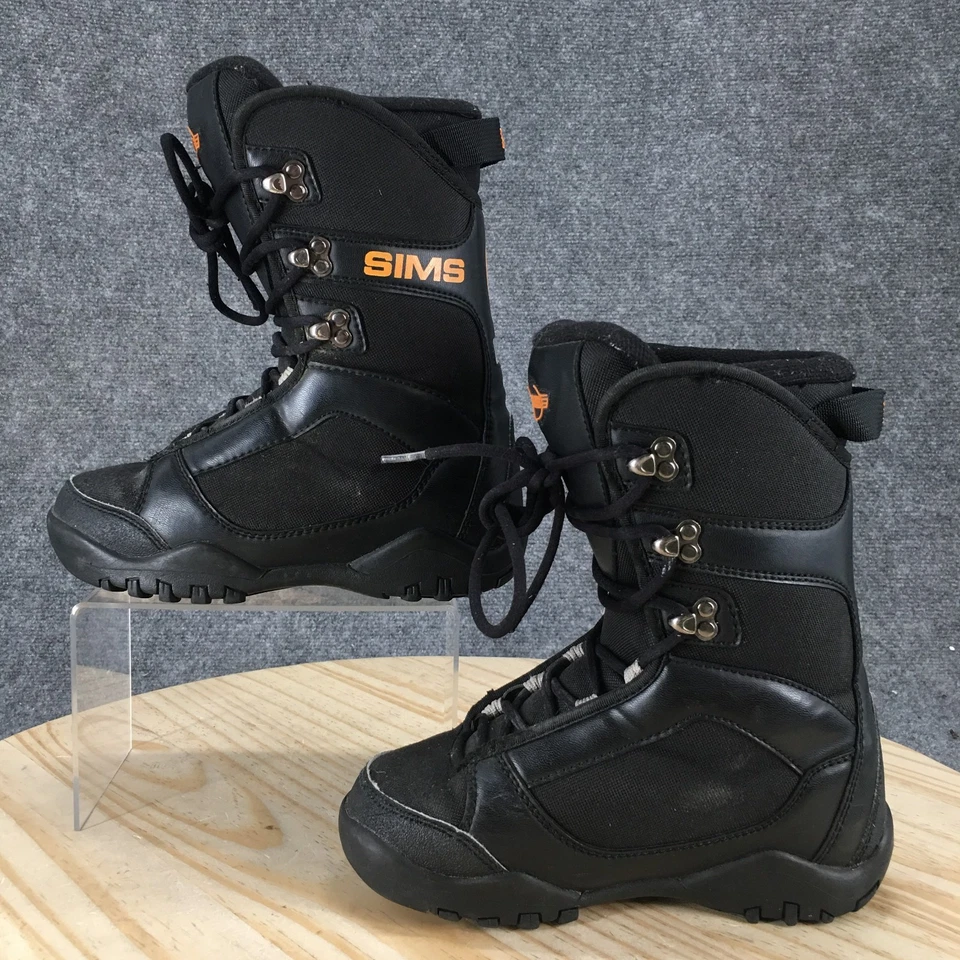 Botas Sims Jóvenes 4 Snowboard Botas Medianas Aisladas Negras Imitación Cuero Con Cordones Foto 2 de 4