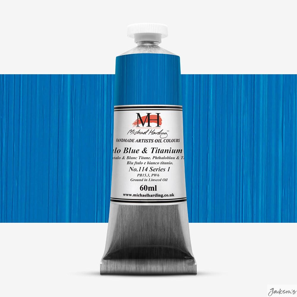 Michael Harding Oil Paint Linseed Oil 60ml Phthalo Blue Titanium White