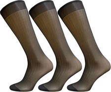 3Pairs Men's Sheer Silk Socks Ultra Thin Nylon Dress Casual Black