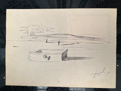 Salvador Dali Zeichnung auf Papier (Handmade) signiert und gestempelt Mischte...