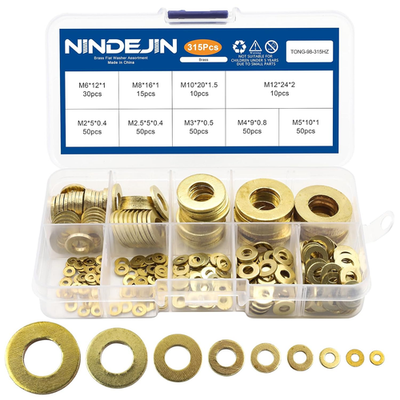 #ad 315 Pieces Brass Washer Assortment Kit Metric Flat Washers 9 Sizes Assorted Set $25.99