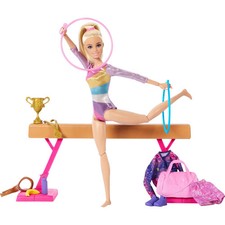 Barbie Gymnastics Playset with Blonde Fashion...
