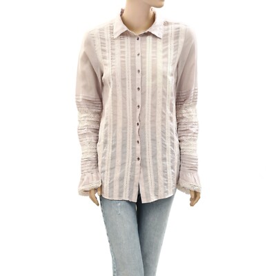 Odd Molly Anthropologie Midnight Shirt Tunic Top Lace Buttondown S-1 NEW 274142