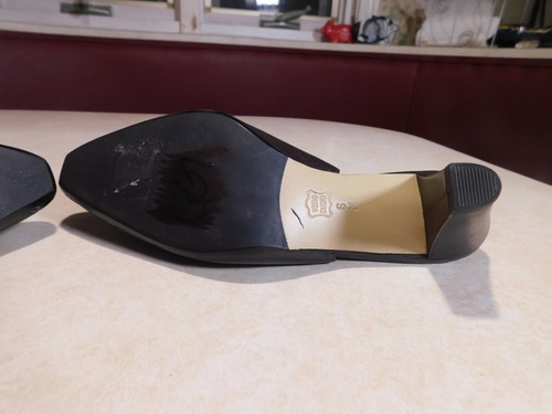VANELI brown Faux Croc Patent Captoe Fancy Slingback Big Buckle 2.5" Heels sz 6 - Picture 7 of 9