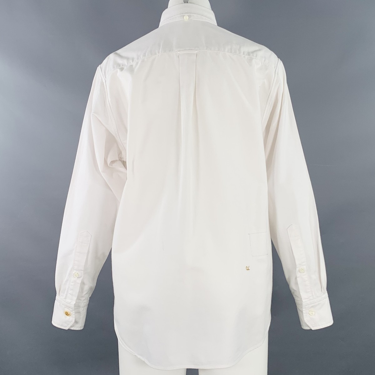 45rpm Size M White Cotton Button Down Collar Long Sleeve