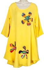 Patched Flower in Yellow - Women Long Top