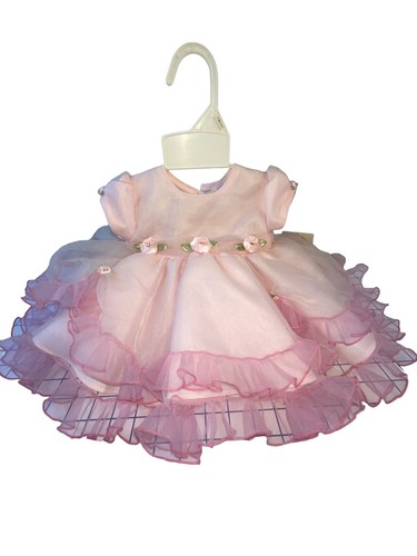 Vtg Lida Baby Party Dress 3 Mo Pink Organza Rosebuds NOS Party Pageant Bloomers - Picture 3 of 11