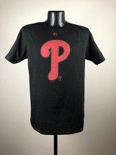 Men's Majestic Philadelphia Phillies Black Cotton Short-Sleeve Baseball Tee L