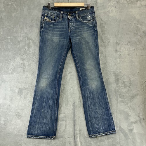 DIESEL Womens Bebel Distressed Jeans Blue Low Rise Straight W28 L30 Wash 0070Z