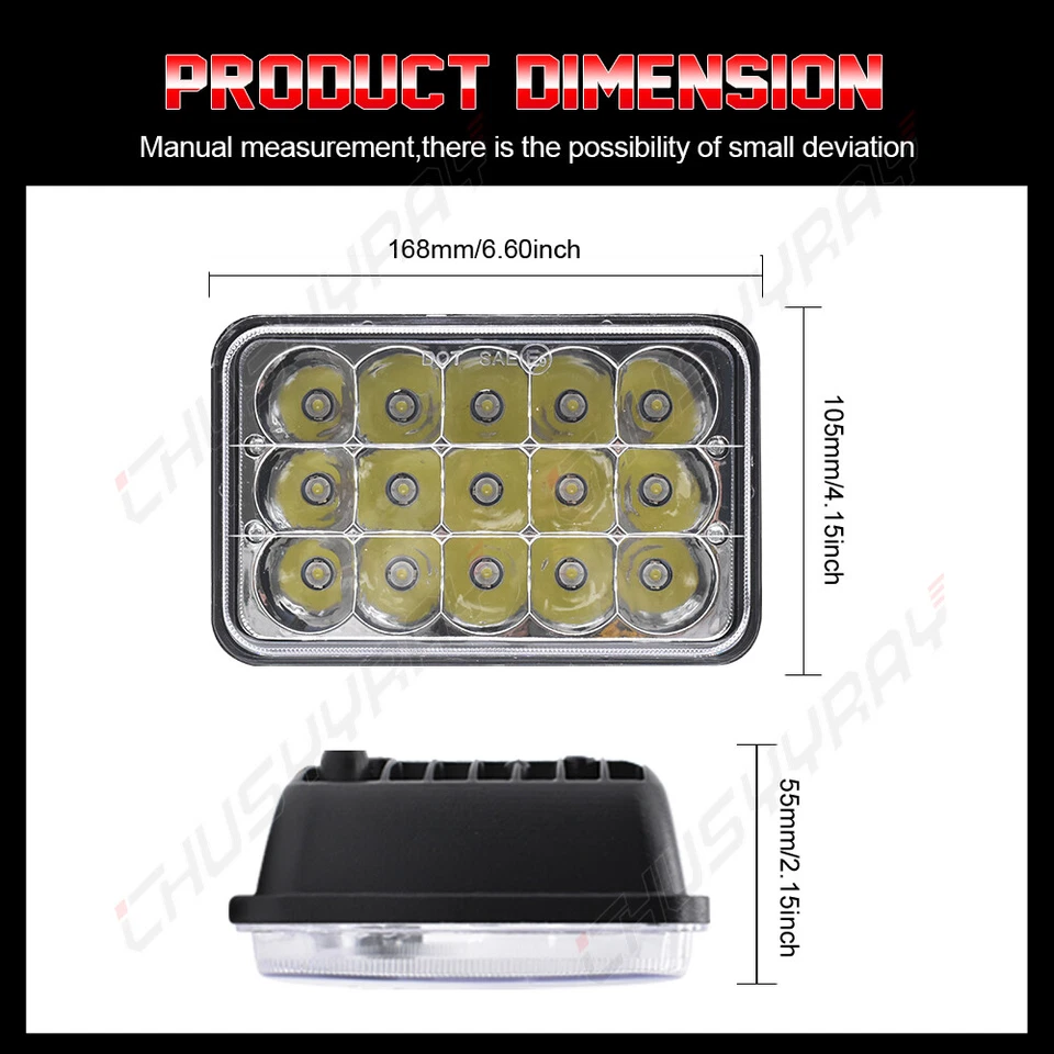 Faros LED 300W 4x6" pulgadas haz alto/bajo para Chevy S10 1997 R10 1987 GMC Jimmy Foto 2 de 4