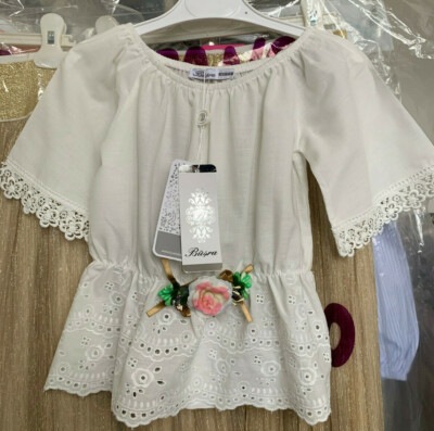 Weiß \ Rosa Mädchen Mode Blusen Shirts und ärmellose Shirts | 7-8-9-10 Jahre