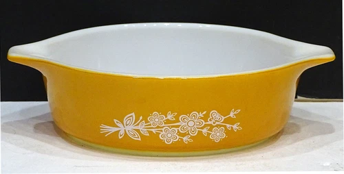 Vintage PYREX Milk Glass BUTTERFLY GOLD 471-B 500ml 1pt CASSEROLE BAKING DISH