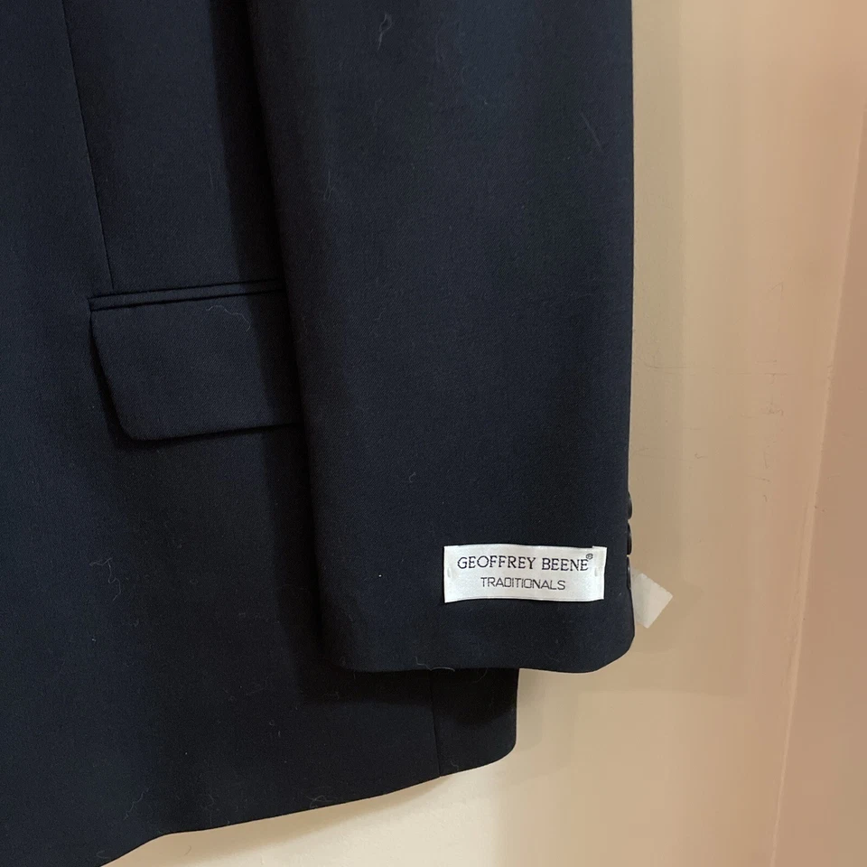 Geoffrey Beene 100% Wool Blazer Sport Coat Men's 44L Navy Union Made Luxury NWT - Imagem 4 de 4