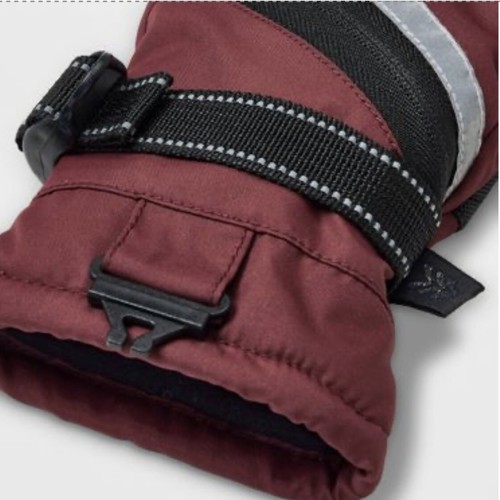 Kids' Zipper Snow Gloves - All in Motion Maroon. Size 4-7. Waterproof. H/F - Picture 3 of 4