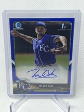 2018 Bowman Chrome Trevor Oaks 1st Bowman Blue Refractor Auto #145/150 Royals RC