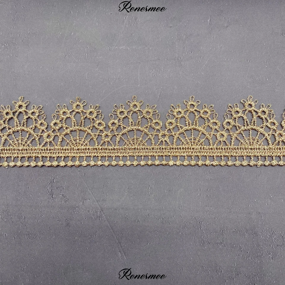 Gold Thread Lace Embroidery Lace trim 1 1/4-inch-wide price per yard - Image 3 of 4