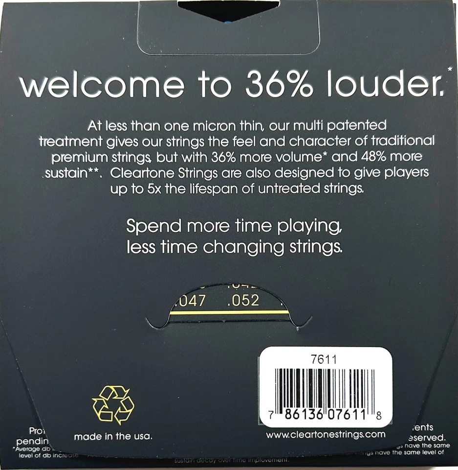 Cuerdas de Guitarra Acústicas Cleartone 80/20 Bronce Luz Personalizada 11-52 Larga Vida Foto 2 de 4