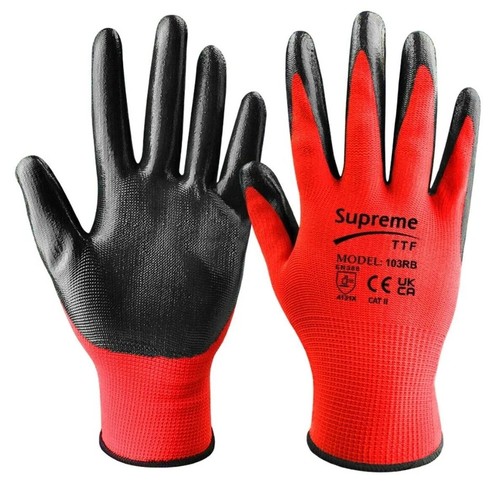 Nitrile Coated Work Gloves Palm Nylon Builders Safety Construction Nitro touch - Picture 2 of 34