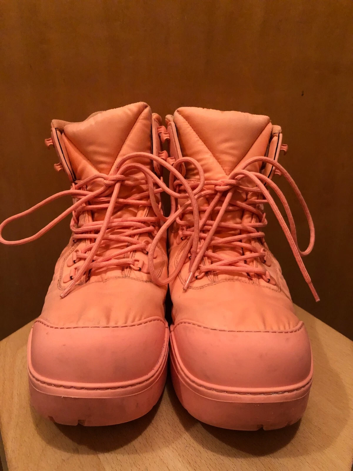 Stivaletti BOTTEGA VENETA Pozzanghera Rosa Fenicottero Stringati Gomma Spessa Plateau 39