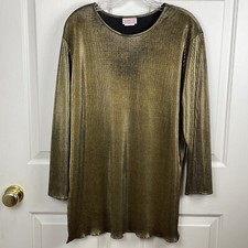 Vintage Lauren Lee Gold Shimmer Tunic with Side Slits Size L Made in USA