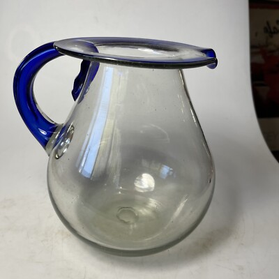 Cobalt Blue Margarita Pitcher Mexican Hand Blown Glass Ebay 