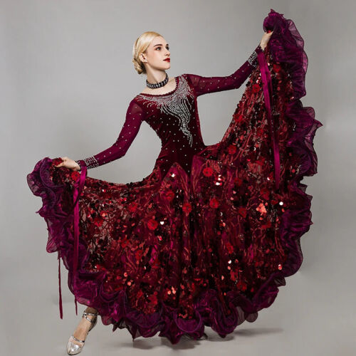 Abito da ballo sala da ballo competizione donna performance moderno tango standard dress - Foto 1 di 27