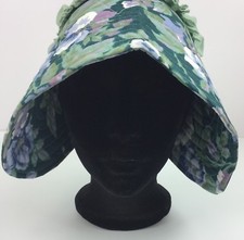 Vtg Homemade Bonnet Hat Cosplay Green Floral costume Settler Amish Prairie