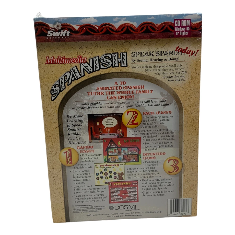 Spanish Interactive Language Software Tutor Swift Multimedia 1996 Cosmi New - Image 2 of 4