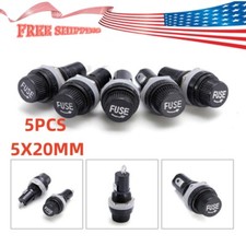5Pcs Panel Mount Fuse Holder For Glass Tube Fuses Case 5x20mm 250V 10A Black