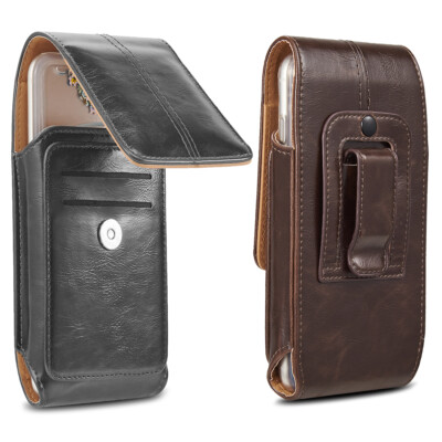 Leather Extra Large Belt Clip Pouch Case Card Holster for Universal Cell Phone