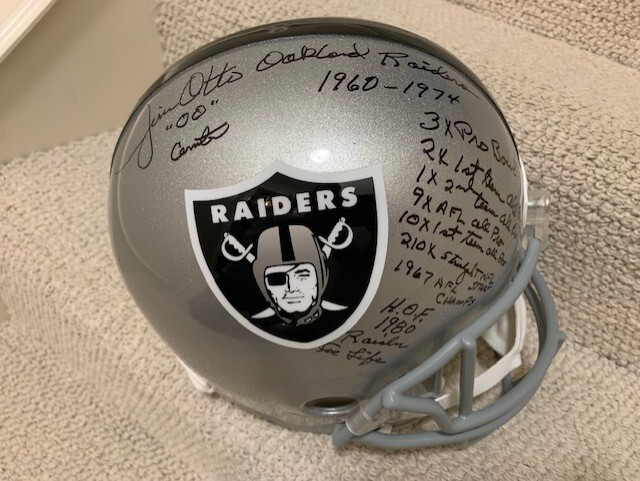 Jim Otto Autographed Signed Oakland Raiders HAND FULL SIZE HELMET 13 INSCRIPTIONS JSA 