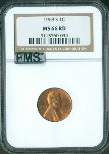 1968-S Lincoln Cent NGC MS66 MAC FMS Quality