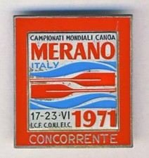 Distintivo spilla PARTECIPANTE campionati mondiali ICF CANOA slalom 1971 KAYAK Merano 