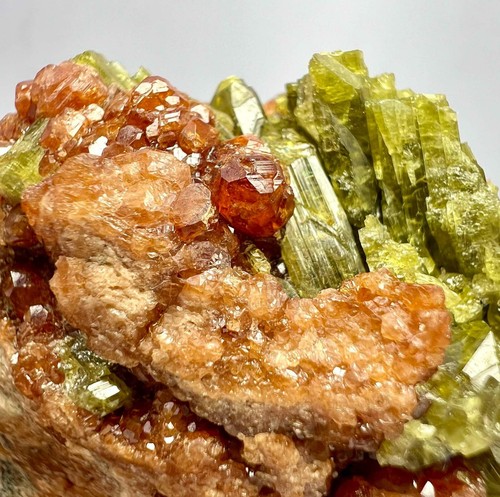 202 Carat Ultra Rare Vesuvianite Combined Red Garnet Crystals On Matrix @Pak