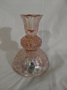 VINTAGE-FENTON-CARNIVAL-GLASS-CANDLE-HOLDER-WITH-ORIGINAL-STICKER