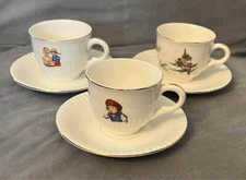 Figgjo Flint Norway Mini Demitasse 3 Tea Cups and 3 Saucers Set