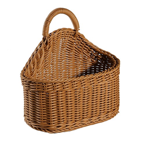 1x Hanging Woven Flower Storage Basket Wall-Mounted Wicker Organizer Home Decor - Picture 14 of 14