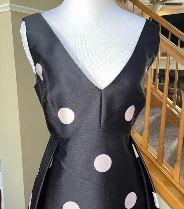 ABITO A POIS KATE SPADE CON FARETTI A V $448 blu navy & ROSA TAGLIA 2 A Line