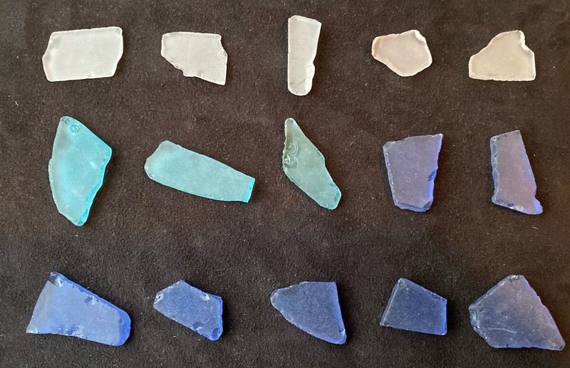 Ocean Blues Lot 20 TUMBLED SEA GLASS Aqua, Blue, Mist Colors Art Crafts 2.5 Oz